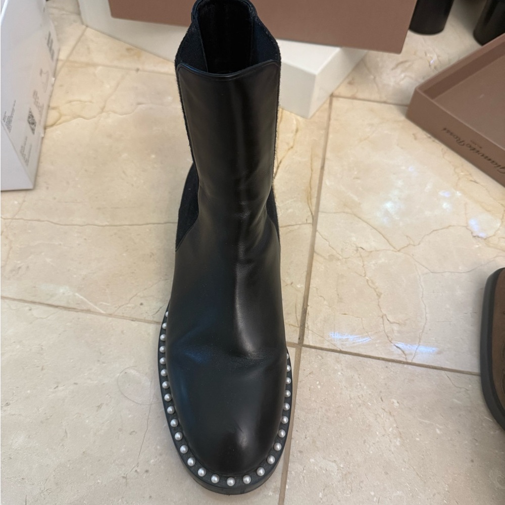 Stuart Weitzman Ankle Boots with Pearl Detailing